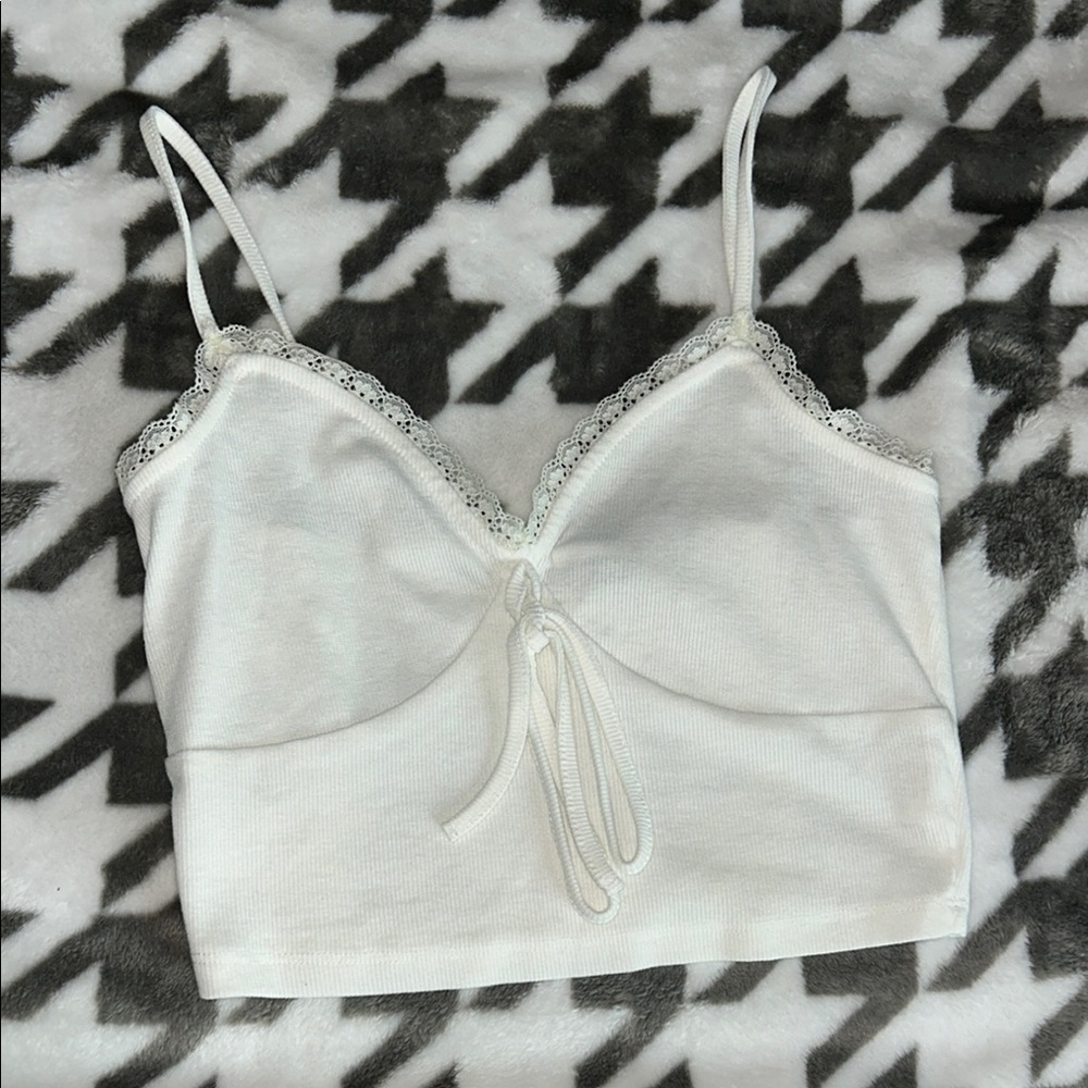 White Lace Trim Cami Top